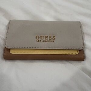 GUESS Women's Cream, Yellow, and Brown Wallet